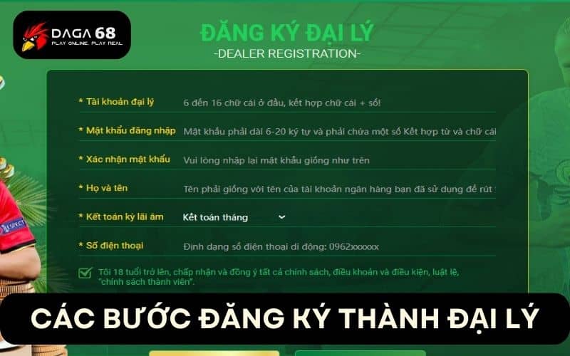 Các bước đăng ký trở thành đại lý daga68 Các bước đăng ký trở thành đại lý daga68